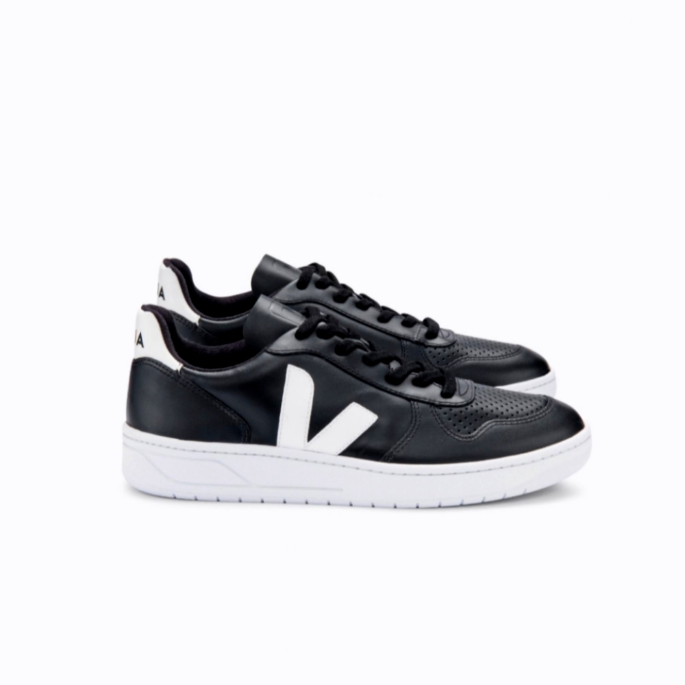 VEJA V-10 Sneakers Black & White Genuine Leather! Size 9 Unisex